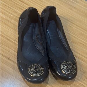 Tory Burch Black Ballet Flats with Gold Accent